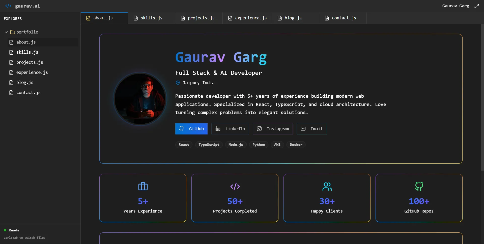 Next.js & Full-Stack Developer | Scalable Web Apps & Modern UI – Gaurav ...